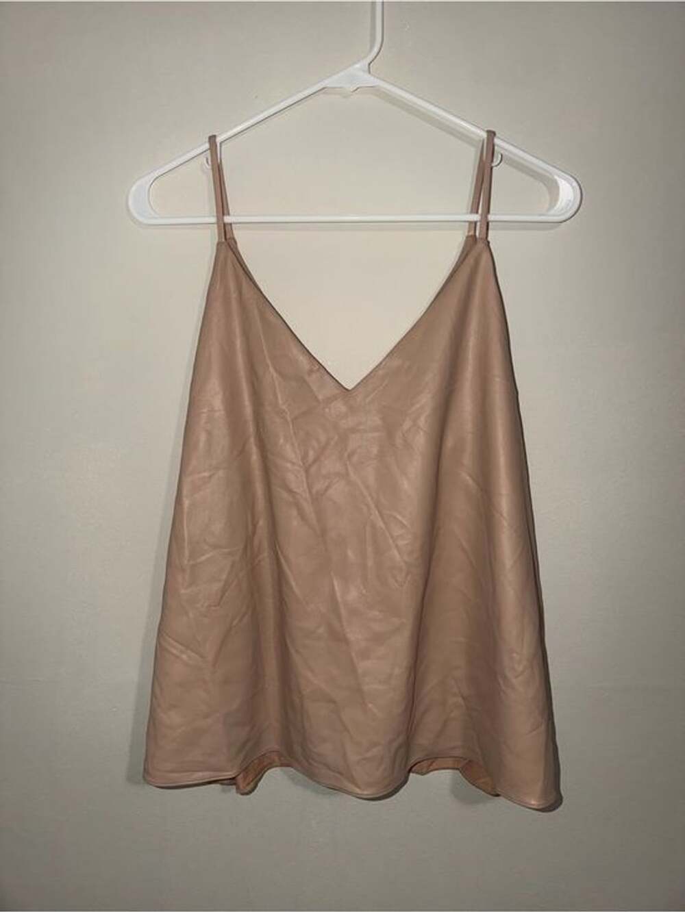 Express Beige Satin V-Neck Camisole Top
